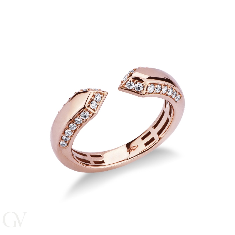 Open ring in rosé gold 18k with diamonds 