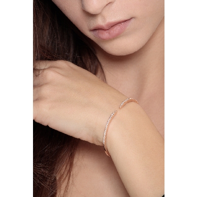 18k rose gold rigid bracelet with diamonds 