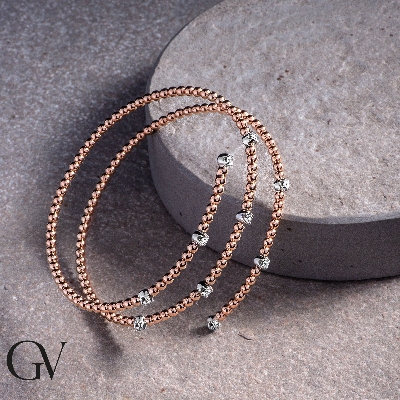 18k rose and white bracelet with spheres and diamonds