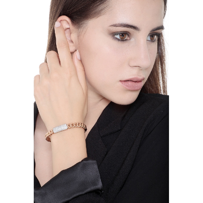 18k rose gold semirigid bracelet with diamonds