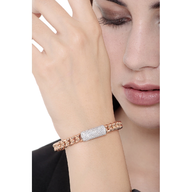 18k rose gold semirigid bracelet with diamonds