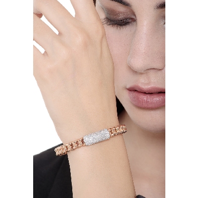 18k rose gold semirigid bracelet with diamonds