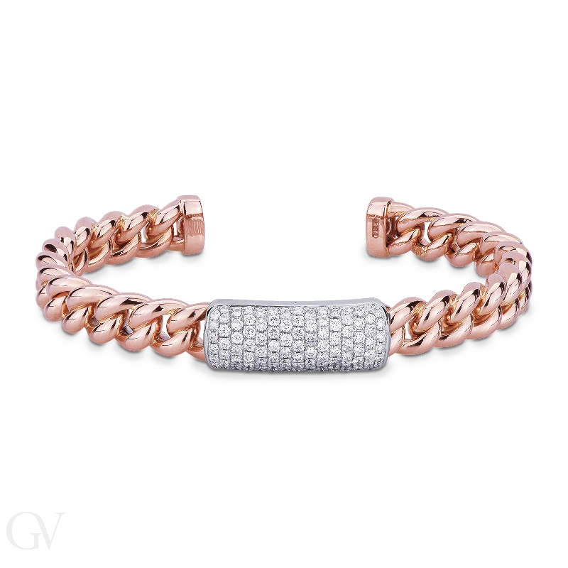 18k rose gold semirigid bracelet with diamonds