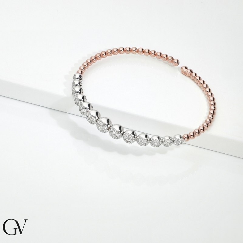 white and rose gold bracelet with diamonds