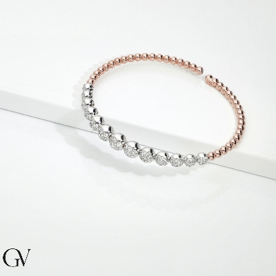 white and rose gold bracelet with diamonds