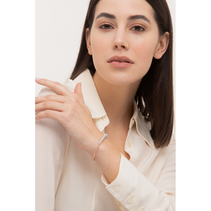 white and rose gold bracelet with diamonds
