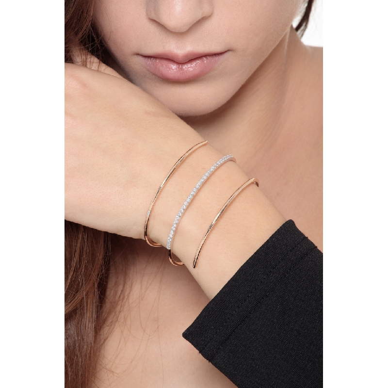 18k rose gold spiral bracelet with diamonds and emeralds