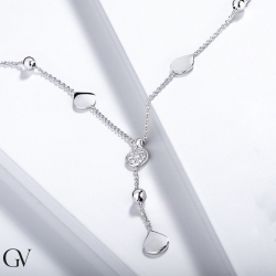 Necklace in white gold 18k with drops and glossy spheres with central drop in diamonds  2