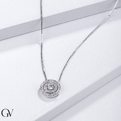 Necklace in white gold 18k with diamonds