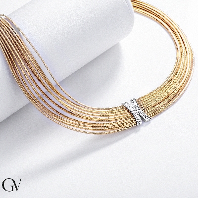 Fancy Wires necklace in 18k yellow and white gold with diamonds