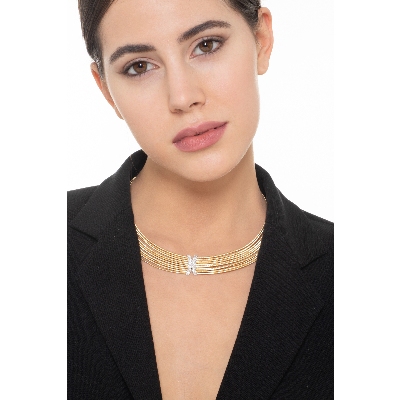 Fancy Wires necklace in 18k yellow and white gold with diamonds