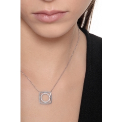 18k white gold necklace circle and square pendant with diamonds 2