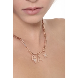 18k rose gold necklace with 3 charms and diamonds 2