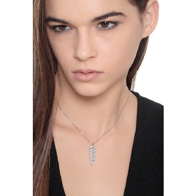 18k white gold ear of corn pendant with Brown and white diamonds