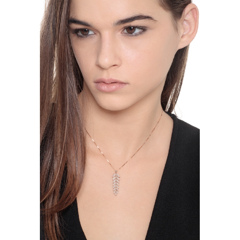 18k rose gold ear of corn pendant with Brown and white diamonds