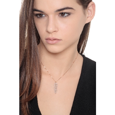 18k rose gold ear of corn pendant with Brown and white diamonds