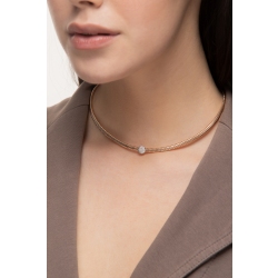 White and rose gold choker necklace with diamonds 2