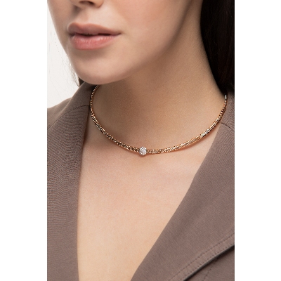 White and rose gold choker necklace with diamonds
