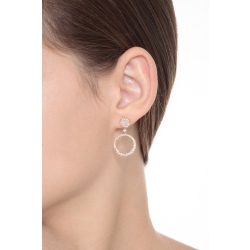 Rose gold 18k drop hoop earrings with diamonds  2