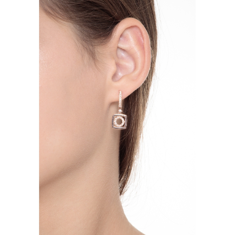 18k rose gold drop earrings with diamonds 