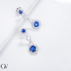 18k white gold earrings pendants with blue sapphires and diamonds  2