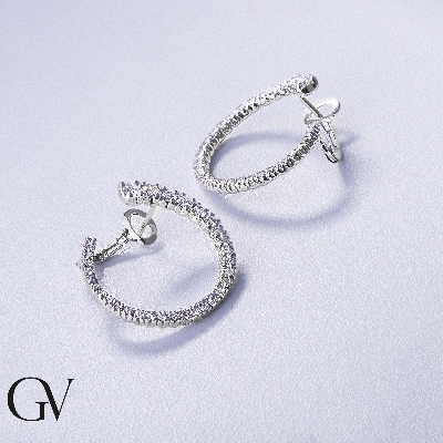 18k white gold hoop earrings with diamonds 