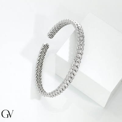 Spring groumette bracelet in white gold 18k with diamonds