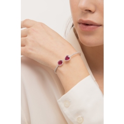 Bracciale in oro bianco 18k a molla con rubini a goccia e diamanti 2