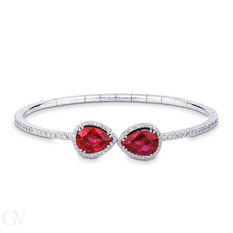 Spring bracelet in white gold 18k with rubies and diamonds 