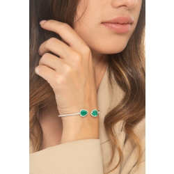 18k white gold semi-rigid bracelet with emeralds drop cut, 9x7 mm 2