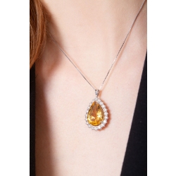 Necklace with pendant composed by a pear cut citrine and diamonds 2