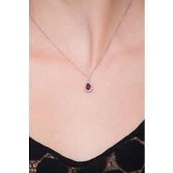Necklace with pendant,central pear cut ruby and diamonds 2