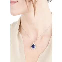 Necklace with blue sapphire and diamonds pendant 2