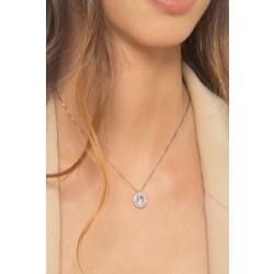 White gold 18k halo pendant with diamonds and oval cut aquamarine 2