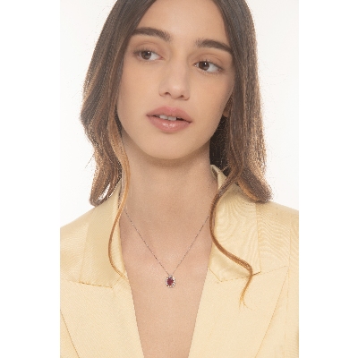 18k white gold necklace with ruby and diamonds 
