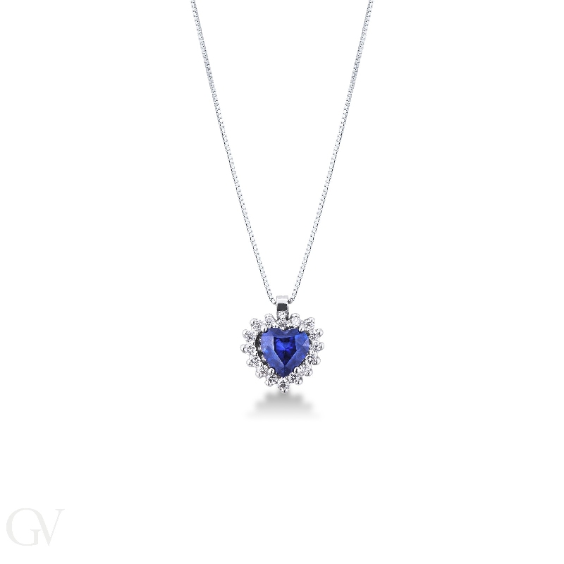 Necklace with sapphire and diamond pendant