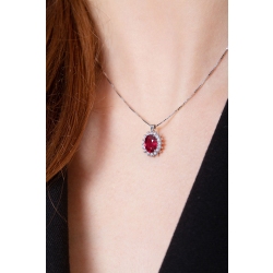 Necklace with central ruby and round cut diamonds 2