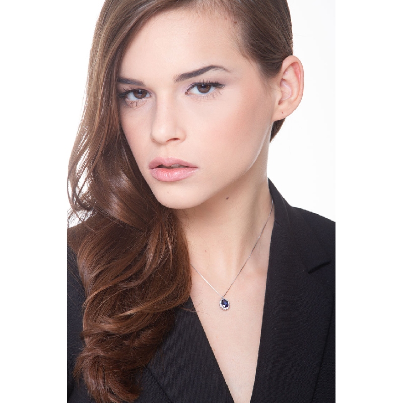 Necklace with sapphire and diamond pendant