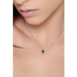 Necklace with pendant, central oval cut blue sapphire and diamonds 2