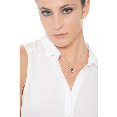 Venetian necklace with pendant, ruby and diamonds