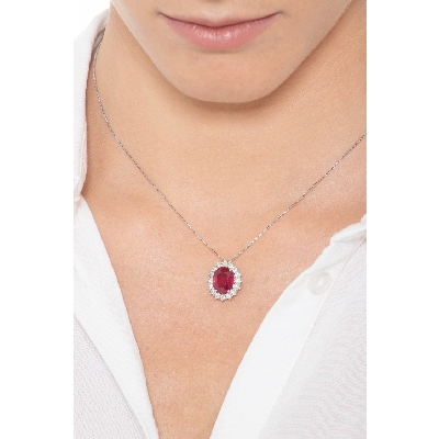 Venetian necklace with pendant, ruby and diamonds
