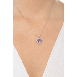 Necklace with pendant,central heart shaped amethyst and diamonds 2