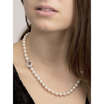 Pearl necklace closure in white gold, 18k