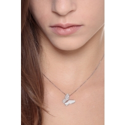Butterfly pendant in 18k white gold with a wing full of diamonds 2
