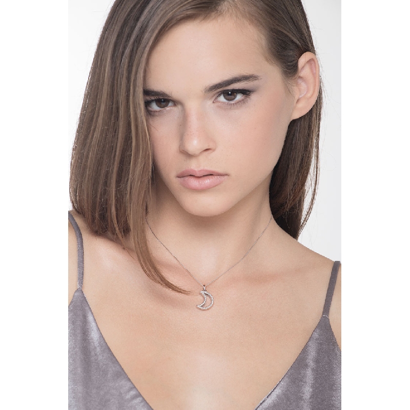 Half moon pendant with diamonds