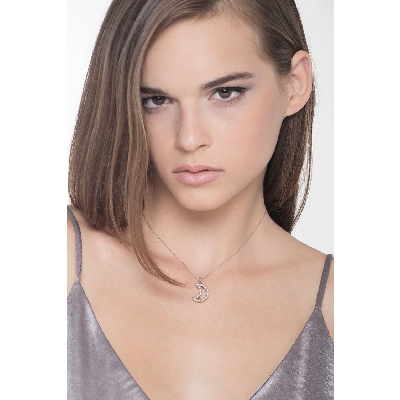 Half moon pendant with diamonds