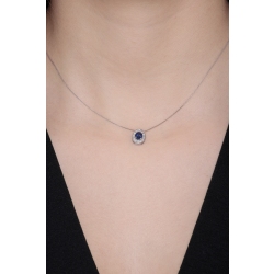 Necklace with pendant, diamonds and an oval sapphire 2