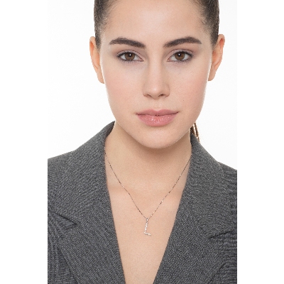 White gold 18k pendant with letter L in diamonds 