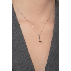 18k white gold letter L with black diamonds 2