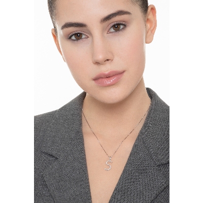 Collana in oro bianco 18k con pendente lettera S in diamanti